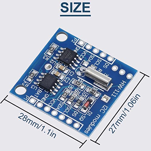 RTC I2C Module DS1307 AT24C32 Real Time Clock Module, High Precision 24C32 Memory Clock Module, Compatible with Arduino AVR PIC 51 ARM (5 Pieces)