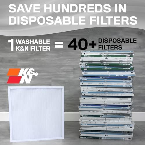 K&N 16X25X1 HVAC Furnace Air Filter, Lasts a Lifetime, Washable, Merv 8, the Last HVAC Filter You Will Ever Buy, Breathe Safely at Home or in the Office, HVC-8-11625 15.5" x 24.5" x 0.8"
