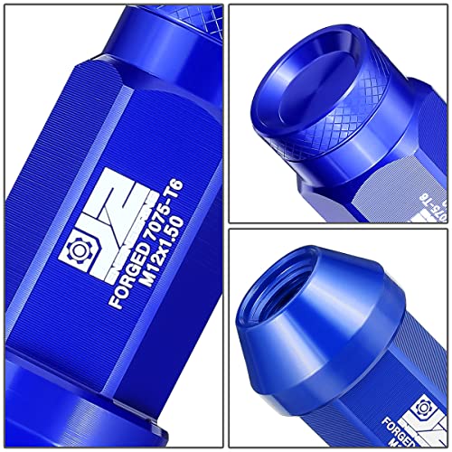 J2 Engineering J2-LN-T7-037-15-BL M12 x 1.5 T6-7075 Aluminum Closed End Lug Nuts w/Deep Drive Extension Adapter,Blue,24mm x 50mm