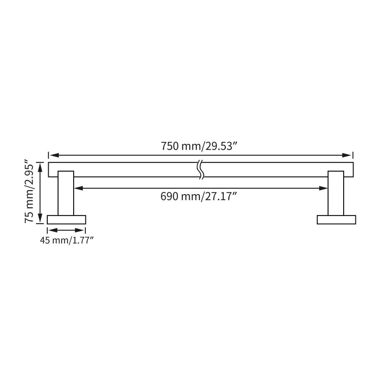 Miyili Bath Towel Bar 30-Inch Stainless Steel Hand Towel Rack for Bathroom Wall Mount Black & Gold, A02BG75A