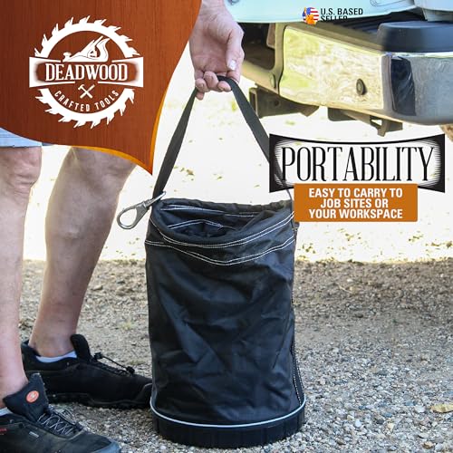 Deadwood Crafted Tools Tool Bag - 150 Pound Capacity Canvas Bucket Lineman Bag - Bucket Truck Accessories Aerial Grunt Bag Utility Sack for Welders, Ironworkers, and Lineman