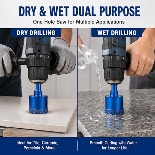 16-Piece Diamond Hole Saw Set, 1/4-2 Inch Tile Drill Bits with Guide 16