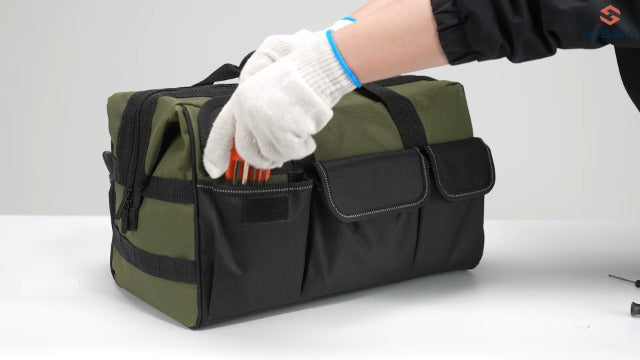 HISEA Heavy Duty Tool Bag 20 Pockets, 16-Inch Portable Tool Box Organizer Green 16inch