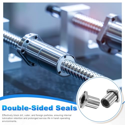 PATIKIL LMK25UU Linear Ball Bearing 25mm Bore Dia 40mm OD 59mm Long 5.5mm Hole, 2Pcs Round Flange Linear Motion Bushing Double Side Rubber Sealed Rod Liner Shaft for Machine 3D Printer 2