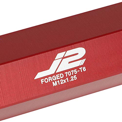J2 Engineering 20 Pcs 7075 Aluminum Open End M12 x 1.25 Lug Nuts Set w/Adapter, Red, Fit Conical Seat, LN-T7-001-125-RD