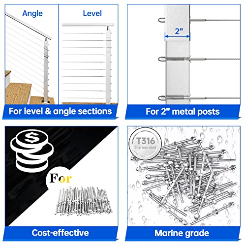 Muzata 10 Pack 1/8" Cable Railing Hardware CR23 Bundle 10 Pack Cable Railing Toggle Anchor Terminal CR07