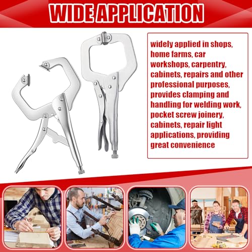 Yexiya 10 Pcs Locking C Clamps, Adjustable with Swivel Pad, 10 Pcs, 4 Inch