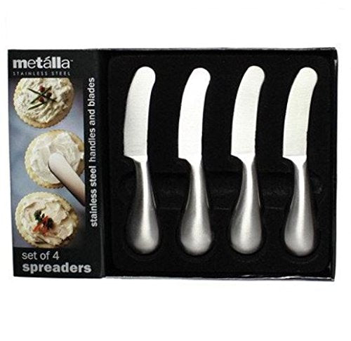 Prodyne Stainless Steel Spreaders, Set of 4, Silver Curved Handle