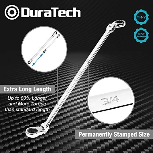 DURATECH Extra Long Flex-Head Ratcheting Wrench Set, 5-Piece, SAE
