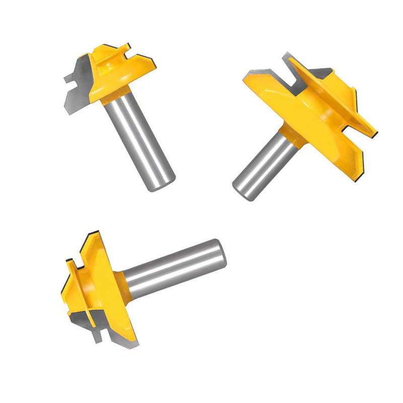 TOTOWOOD 45 Degree Lock Miter Router Bit 3-Piece Set, for 31/64", 3/4"，1"，Cutting Height, 1/2 Inch Shank.Woodworking Tools Joint Router Bits 3PCS 1/2 Shank