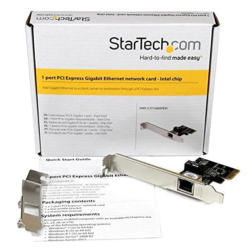 StarTech.com 1-Port Gigabit Ethernet Network Card - PCI Express, Intel I210 NIC - Single Port PCIe Network Adapter Card with Intel Chipset (ST1000SPEXI) 1 Port
