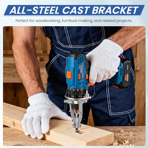Square Hole Drill Bit Adapter with 4-Piece Square Hole Drill Bit Set, Mortise and Tenon Jig, Dual-Use Mortising Attachment for Drill Press & Hand Drill, Mortising Machine Accessory