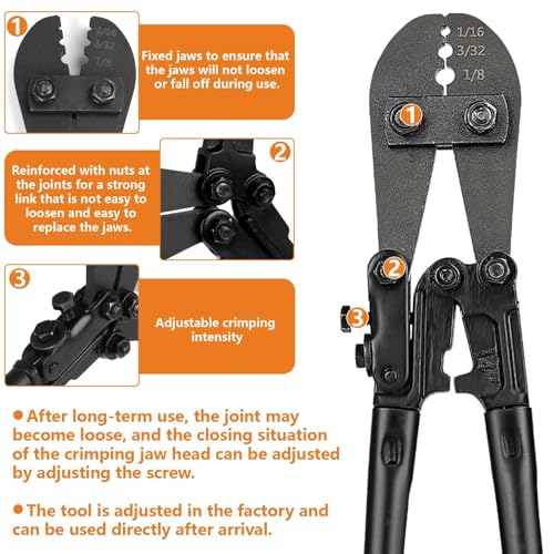 TooTaci Wire Rope Crimping Tool, 14 inch Wire Rope Swaging Tool 14IN Crimper