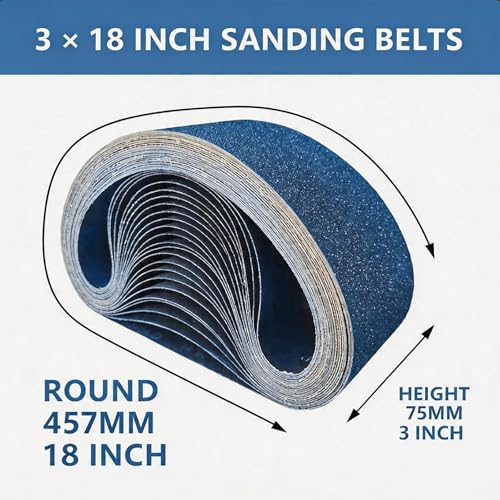 3" x 18" Zirconia Sanding Belts, 21Pcs 3 Each of 40/60/80/120/150/240/400 Assorted Grits Belt Sander Paper, Abrasive Sanding Belts for Belt Sander, Metal Polishing, Derusting, Woodworking