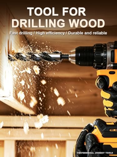 8Pcs 12 Inch Long Auger Drill Bit Set for Wood, Tri-Flute Wood Drill Bit 8PCS-(1/4"-7/8")