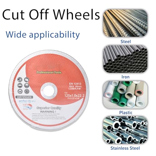 WFLNHB 50 Pack 5"x0.040"x7/8" Metal and Stainless Steel Cut Off Wheels Replacement for Angle Grinders 5"x0.040"x7/8"