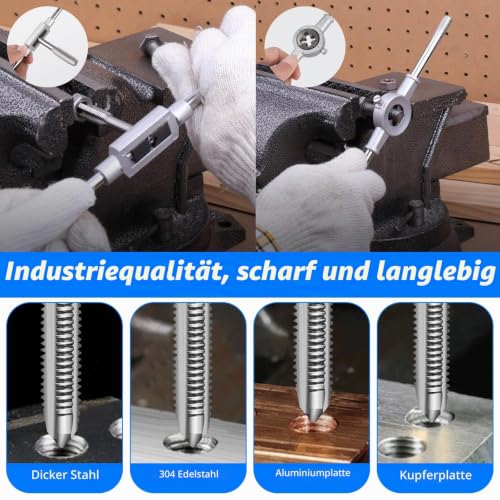 Tap and Tap Tool Set, Metric M3-M12, 20-Piece Fine Thread Cutter Set, Metric, Thread Cutting Machine, Tap Die Set with Drill