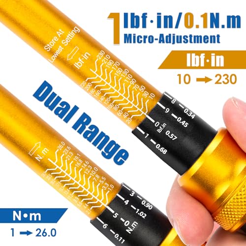 YIYEIE 50Pcs Master Bike Torque Wrench Set, 1/4 Inch Drive, 10-230 IN.LB (1-26.0 Nm), Inch Pound Click Torque Wrench with Bit Sockets, 0.1 Nm Micro, 3/8 Adapter, Pro Bicycle Tool Kit for MTB 1/4″ 50PCS