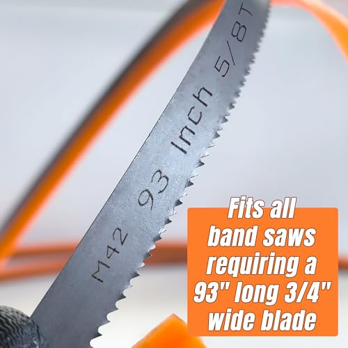 2 Pack 93" Bandsaw Blades, Metal Cutting, 93 x 3/4 x 0.035 Inch, Bi-Metal M42 Band Saw Blades, 5/8 TPI