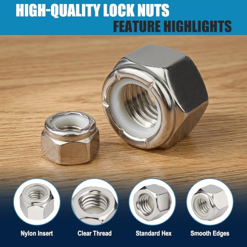 760PCS SAE & Metric Nylon Insert Lock Nuts Kit,Stainless Steel Locknuts Set