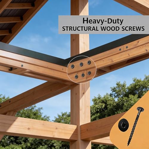 #14×8Inch Heavy Duty Outdoor Structural Screws, Rustproof Deck Screws, Star Driven Epoxy Wood Screws with T30 Drill Bit, No Pre-Drilling Required, for Woodworking Projects, 30Pcs #14×8in 30