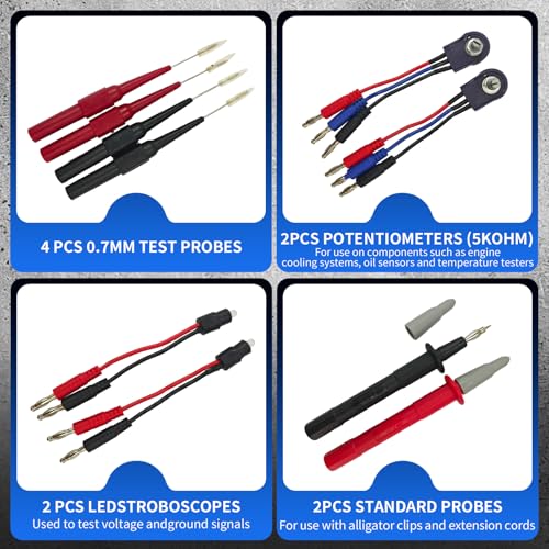 76-Pcs Automotive Circuit Test Lead Kit, Multimeter、Electrical Test Leads Kit, Back Probe Kit, Alligator Clip, Acicular Probe, Banana Plug Adapters, Volt Meter Lead (with Carrying Case) 76 Pcs Kit