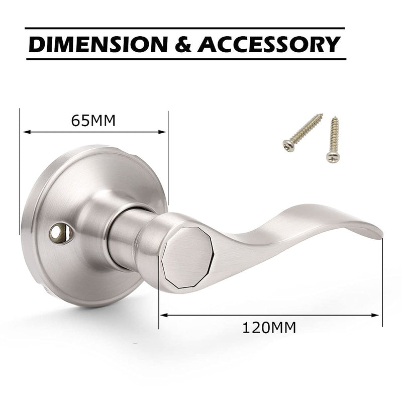 Gobrico 2 Pack Satin Nickel Dummy Wave Door Levers, No-Turning Interior Door Handles, 1 Left-Handed and 1 Right-Handed Door Knob 1 Pack