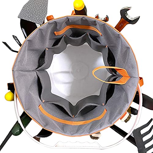 MELOTOUGH Bucket Idea Bucket Tool Organizer With 35 Pockets Fits to 3.5-5 Gallon Bucket,Work Knee Pads for Men Women Construction, Flooring, Roofing - Comfortable and Non Slip(Orange)
