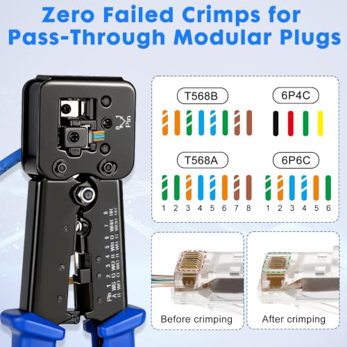 RJ45 Crimp Tool Kit Pass Through Ethernet Crimping Tool Kit(Tool Set 206) Tool Set 206
