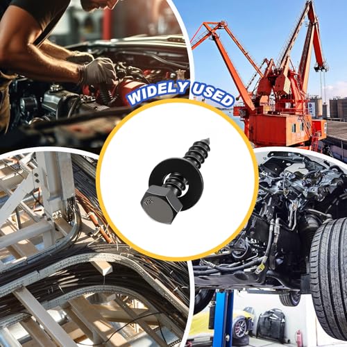 Zonon 50 Pcs 3/8'' X 1-1/2'' Hex Head Lag Bolts Screws with Washers, Black 3/8'' X 1-1/2''