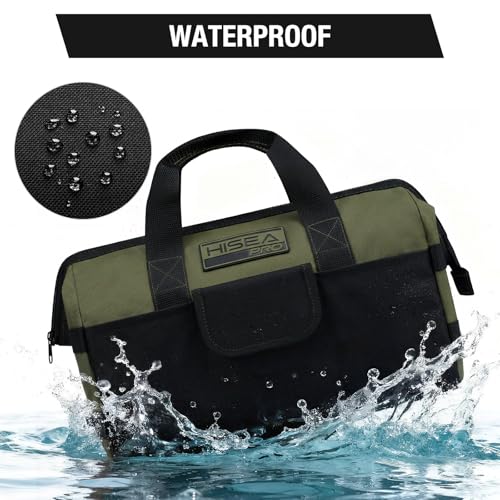 HISEA 3 Pack Heavy Duty Tool Bag, 16-Inch Waterproof Tools Organizer Tote Red, Navy, Green 16 Inch