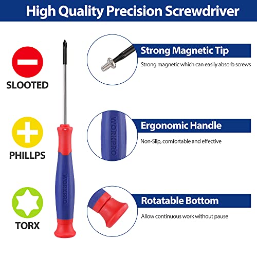 WORKPRO 33PCS Precision Repair Tool Kit, Screwdriver, Pliers Set with Pouch Blue