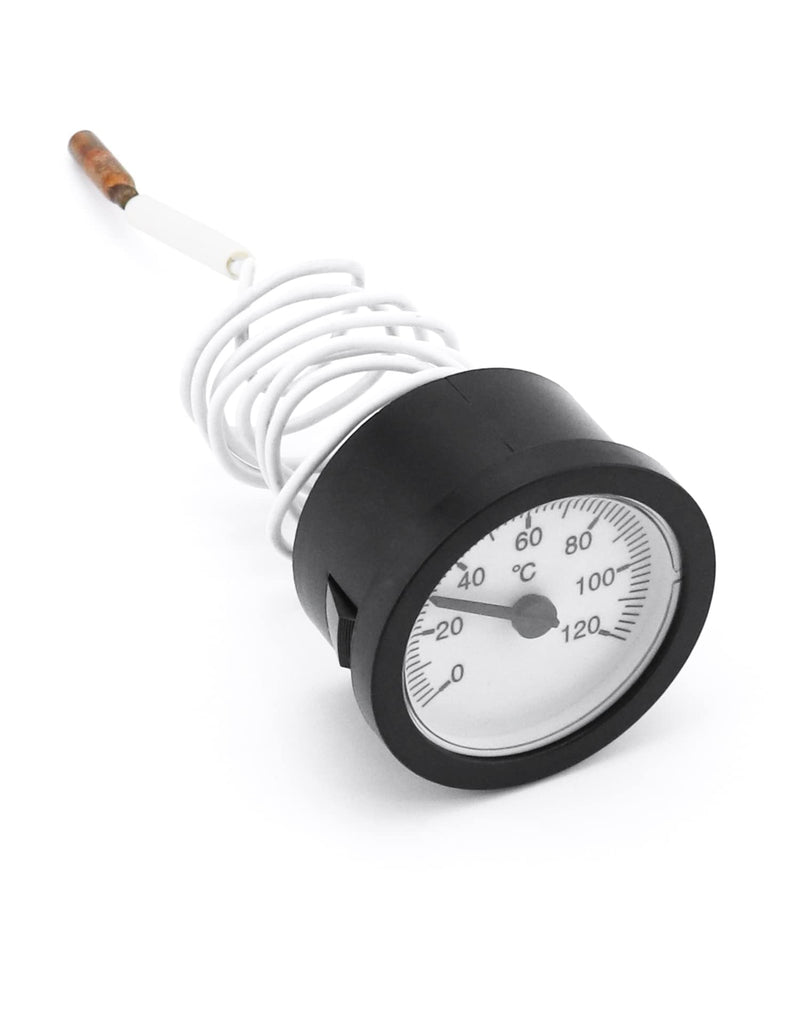 QWORK thermometer with capillary sensor used for boilers, heating and cooling systems, capillary 1000 mm, 0-120°C
