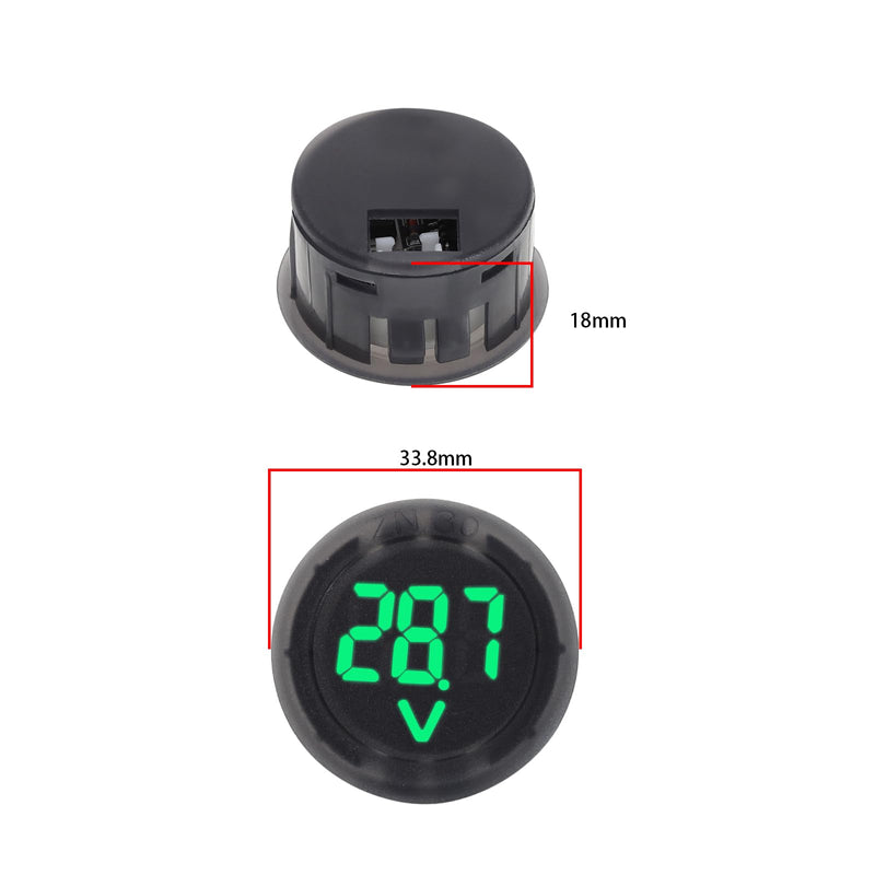 The Lord of the Tools 3Pcs Digital Voltmeter DC 4V-100V Car LED Digital Voltmeter Round Auto Ammeter Accessories for Cars Vehicles Motorcycles Boats Green Blue