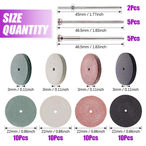 Swpeet 118Pcs Buffing Wheel Assortment Kit, Including 60 1" Gap Polishing Pad 40 Silicone Rubber Polishing Wheels 18 Shanks, Rotary Tools for Cleaning Finishing Deburring