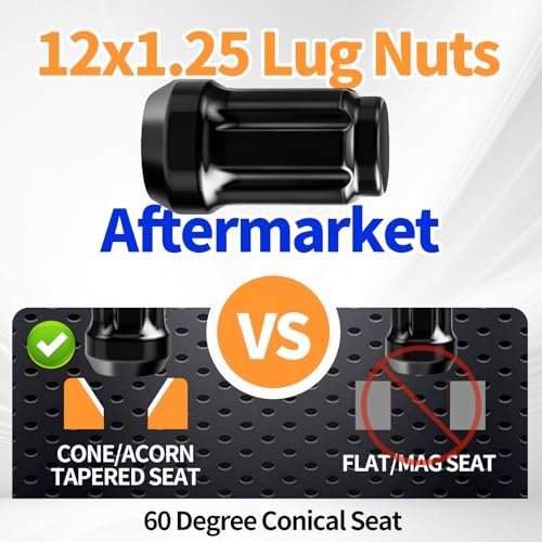 20pcs M12x1.25 Spline Lug Nut with 1 Socket Key Fit for Altima Rogue Pathfinder Xterra 350Z 370Z/Subaru Outback Forester, Infinit G35 G37, Closed End Conical Seat Lugnut for Aftermarket Wheel