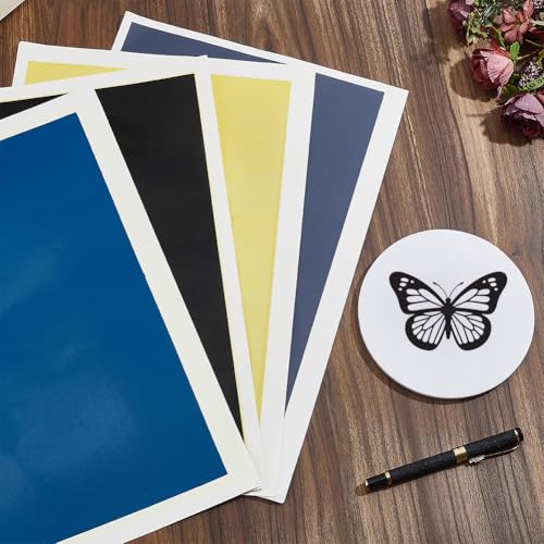 BENECREAT 4 Pcs 4 Colors Laser Engraving Marking Paper, 390×270mm/15.3×10.6 Inch Laser Marking Paper for Ceramics, Glass Laser Engraving