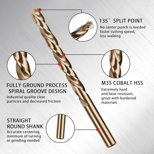 8Pcs Reduced Shank Drill Bit Set & 13Pcs Cobalt Drill Bit Set
