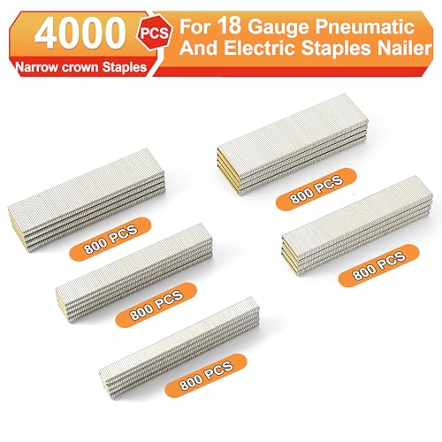 18 Gauge Narrow Crown Staples,1/2",3/4",1",1-1/4",1-1/2":4000pcs Assembly--4000