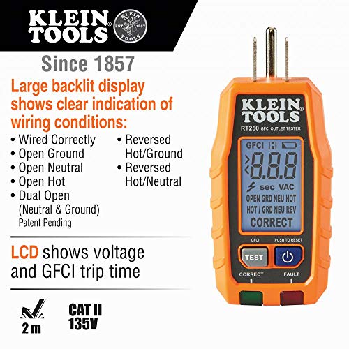 Klein Tools Electrical Test Kit with GFCI Tester, Voltage Detector and 11-in-1 Ratcheting Screwdriver DEVICE + Multi-Bit Screwdriver