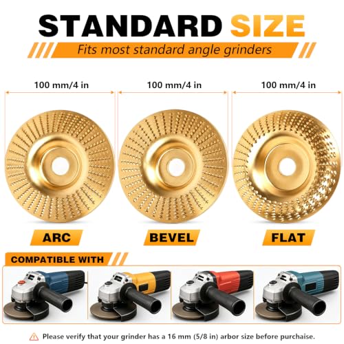 3 Pieces Tungsten Carbide Sanding Discs Wood, 100mm Tungsten Carbide Wheel Wood, Wheel Woodworking Tool for Angle Grinder for Shaping, Grinding and Cutting Polishing