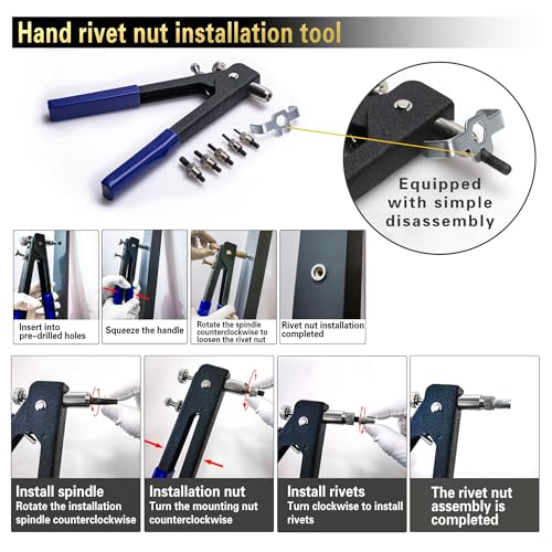 ASKWAY Pressure Rivet Nut Tool Kit, 430Pcs Aluminum Rivet Nut Combination 430 PCS Rivet Nut Tool Kit