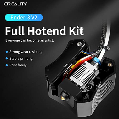 Creality Official Ender 3 V2 Full Hotend Kit, 3D Printer Assembled Extruder Kit with Capricorn Bowden PTFE Tubing, Dual Fans, Silicone Sock, Nozzle and ABS Shell for Ender 3 V2 3D Printer