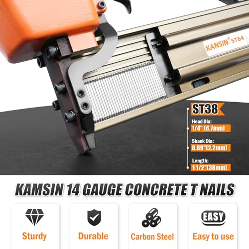 14 Gauge ST50 Concrete T Nails 800PCS/BOX, 2'' (50mm) with ST38 1-1/2"(38mm) 800PCS/BOX