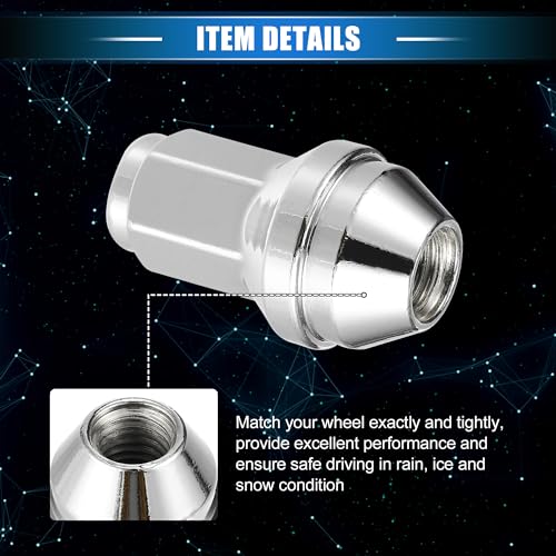 6 Pcs Wheel Lug Nuts Compatible for Ford Expedition for Ford F-150 2000-2014, Durable Chorme Plated M14x2.0 Carbon Steel Silver Tone Tire Lugnuts 6