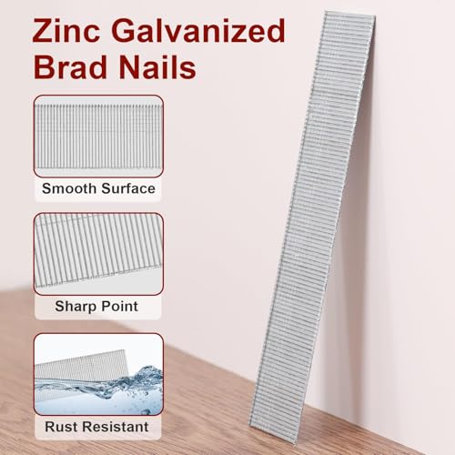 18 Gauge Brad Nails, 6000 Counts 1-inch 18 GA Brad Nails, Galvanized Nails for Nail Gun, Finishing Nail Gun Nails for Pneumatic, Electric Brad Nailer Gun 6000 Cts