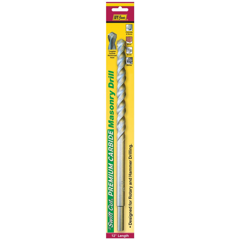IVY Classic 10332 1/2 x 12-Inch Premium Carbide Masonry Drill Bit, 3/8-Inch Reduced Shank, 1/Card (Pack of 3) 1/2 x 12", 1/Pack (Pack of 3)