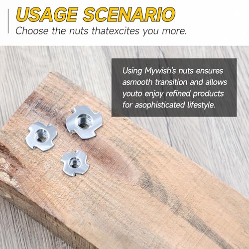 Mywish 50Pcs 3/8-16 4-Jaw Tee Nuts for Bolts & (5 Sets) 3/8-16 x 4 Carriage Bolts Screws Round Head Square Neck and Hex Nuts & Flat Washers, Full Threaded 304 Stainless Steel Bright Finish