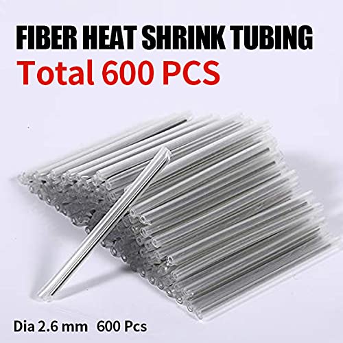 600pcs 2.6mm Dia 60mm Length Heat Shrinkable Tube 1.0mm Steel Needle Popular Clear PE Fiber Splice Tubes Optical Fiber Fusion Splice Protection Sleeves(Pre-Shrunk) Dia 2.6mm 600Pcs 600