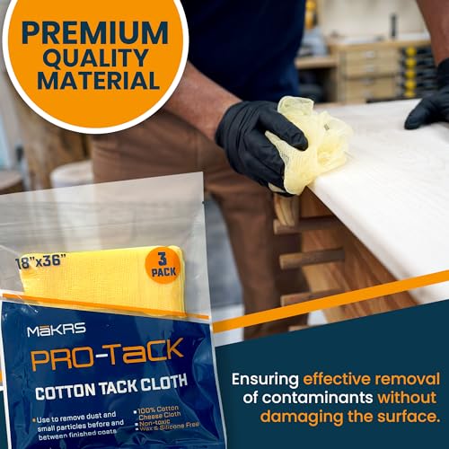MāKRS Wood Finishing Prep Bundle – 3-Pack Staining Pads & 3-Pack Pro-Tack Cloths – Lint-Free Applicator Pads and Dust-Removing Tack Cloths for Wood Stains, Paints, and Finishes